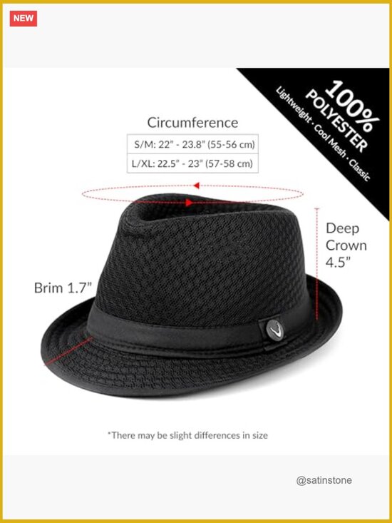 Lightweight Crushable Mesh Fedora Hat - Classic Soft Cool Mesh